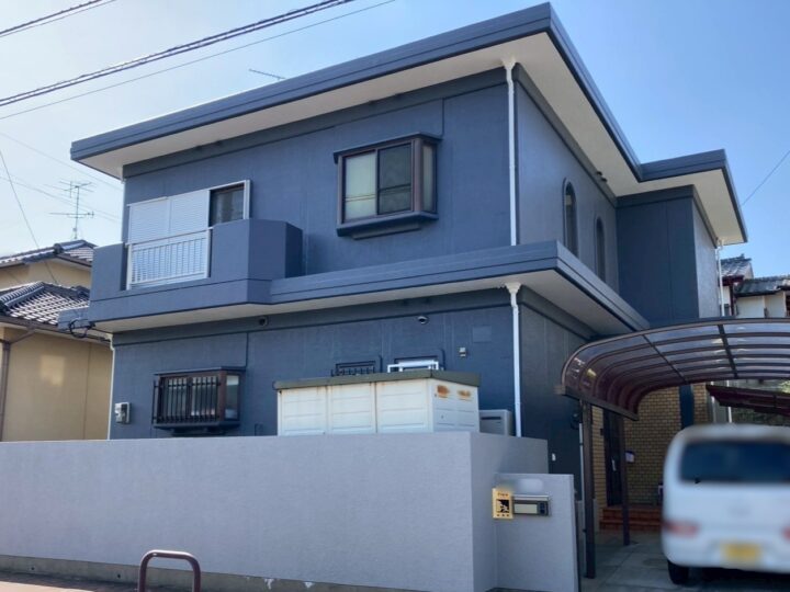 糟屋郡S様　築35年！汚れやクラック補修を行い、グレーで落ち着いた雰囲気に仕上げた外壁・屋根塗装