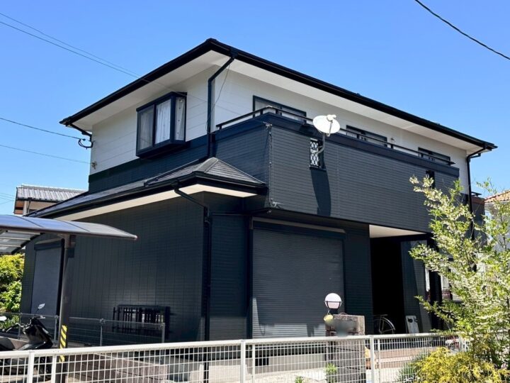 大野城市F様　築25年！ブラック×ホワイトでお洒落に仕上げた外壁・屋根塗装