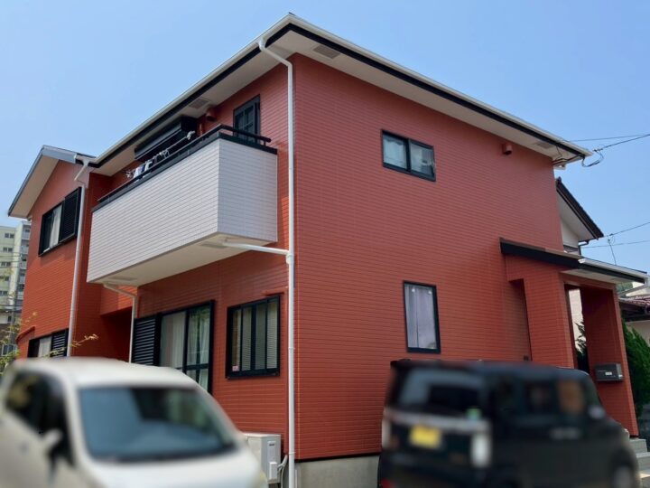 下関市S様邸　赤茶色のシナモンで明るい印象に仕上げた外壁・屋根塗装